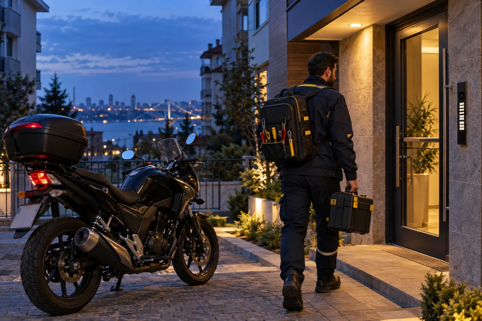 Motorlu servisle gelen profesyonel çilingir
